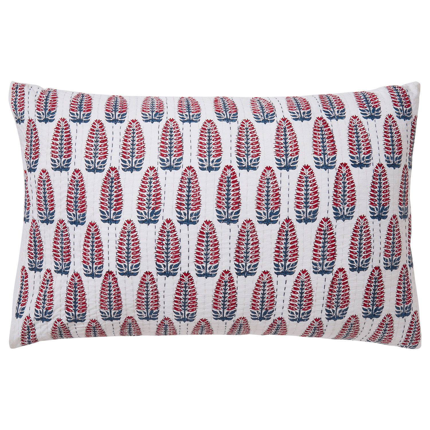 Sahara-Yasmin Hand-Stitched Reversible Pillow Case - Red